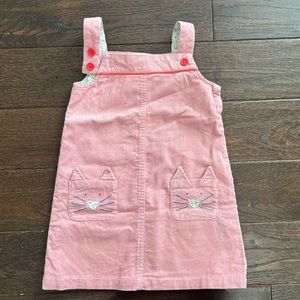 Baby Boden size 3-4 pink cat cord pinnie overall dress